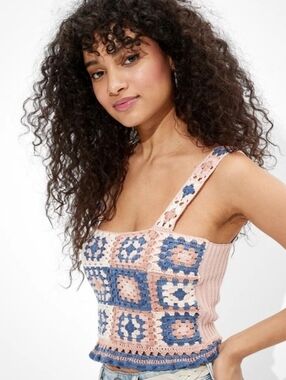 Dex Granny Square Crotched Tank Top Size Medium